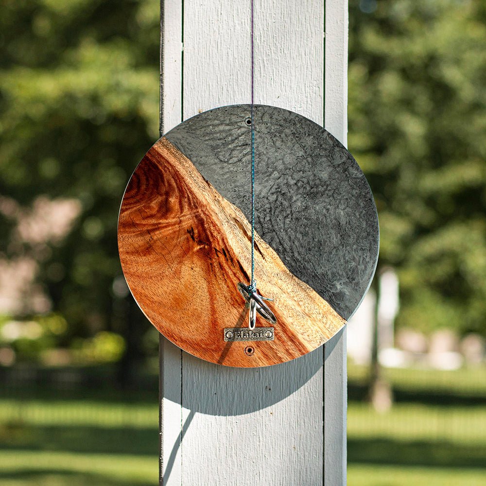 One of a Kind Gray Stone Epoxy Resin Live-Edge Wood Hook and Ring Toss Game