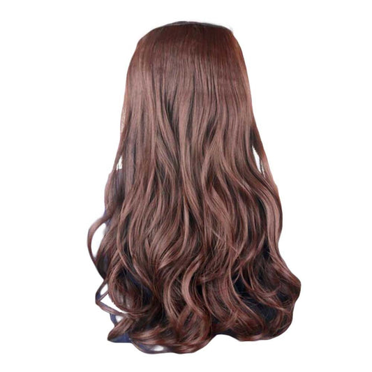 One-piece Curly Wave Clip-on Hair Extensions Hairpieces 5 Clips 20" -Light Brown