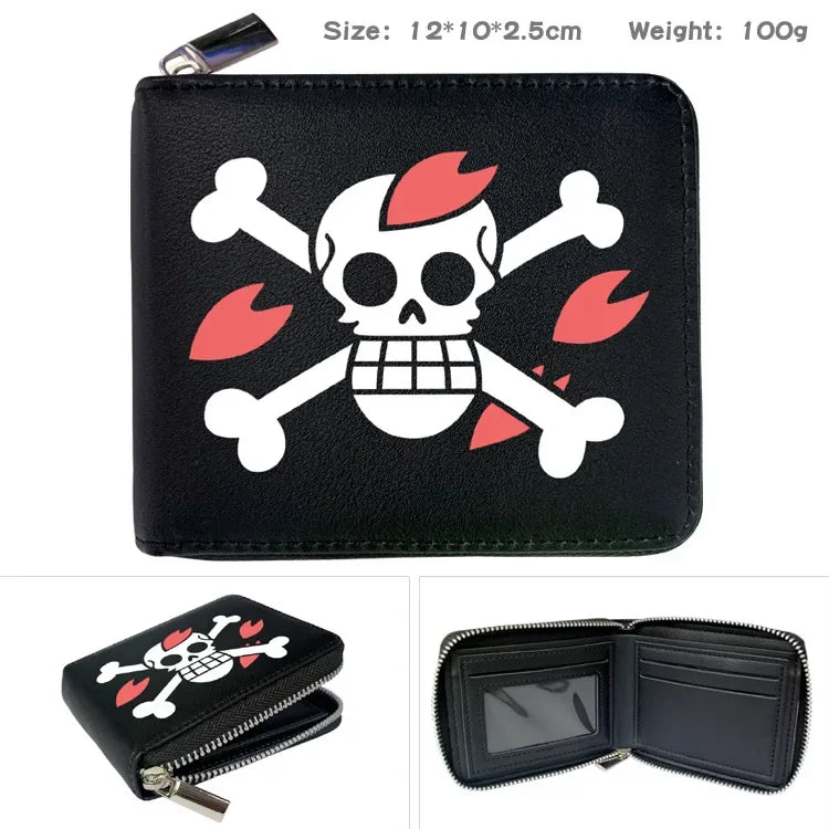 One Piece Wallet Boys and Girls Anime Peripheral Choba Zipper PU Wallet Student Large Capacity Short Folding Wallet Card Bag