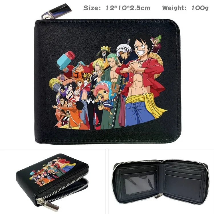 One Piece Wallet Boys and Girls Anime Peripheral Choba Zipper PU Wallet Student Large Capacity Short Folding Wallet Card Bag