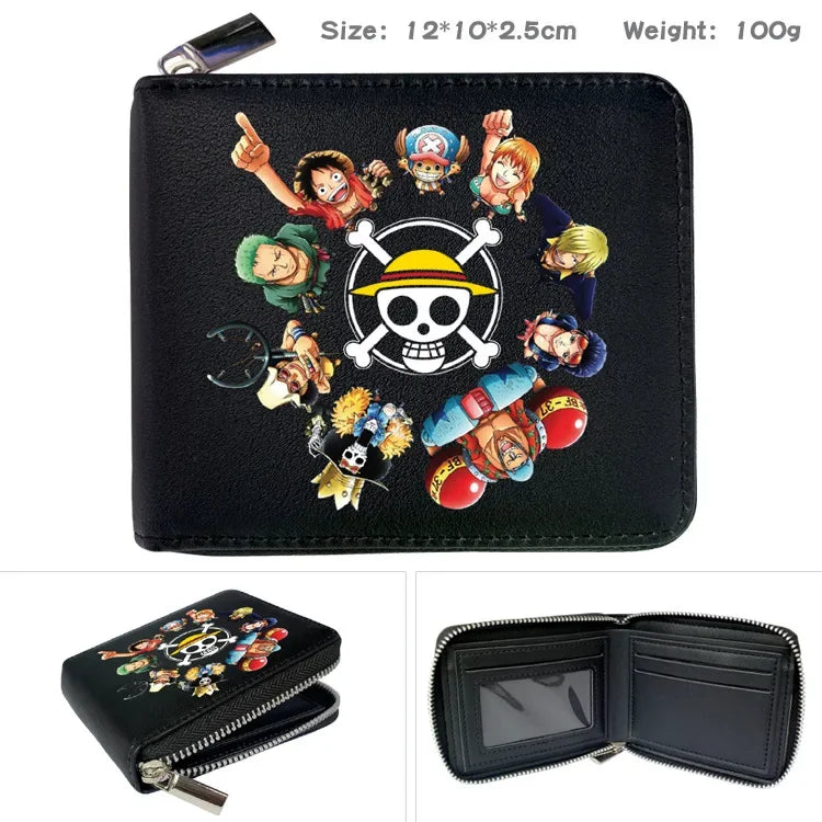 One Piece Wallet Boys and Girls Anime Peripheral Choba Zipper PU Wallet Student Large Capacity Short Folding Wallet Card Bag