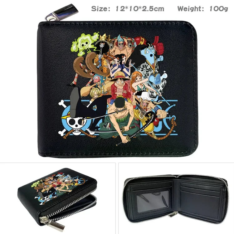 One Piece Wallet Boys and Girls Anime Peripheral Choba Zipper PU Wallet Student Large Capacity Short Folding Wallet Card Bag