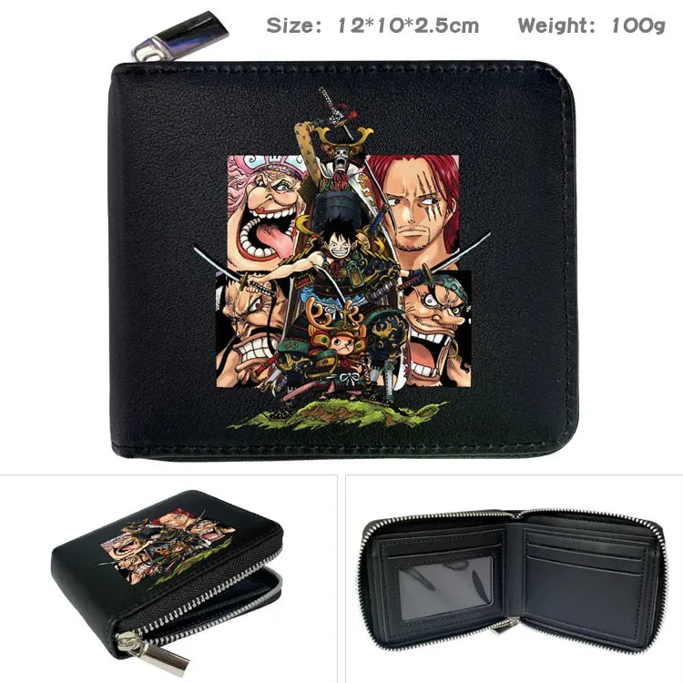 One Piece Wallet Boys and Girls Anime Peripheral Choba Zipper PU Wallet Student Large Capacity Short Folding Wallet Card Bag