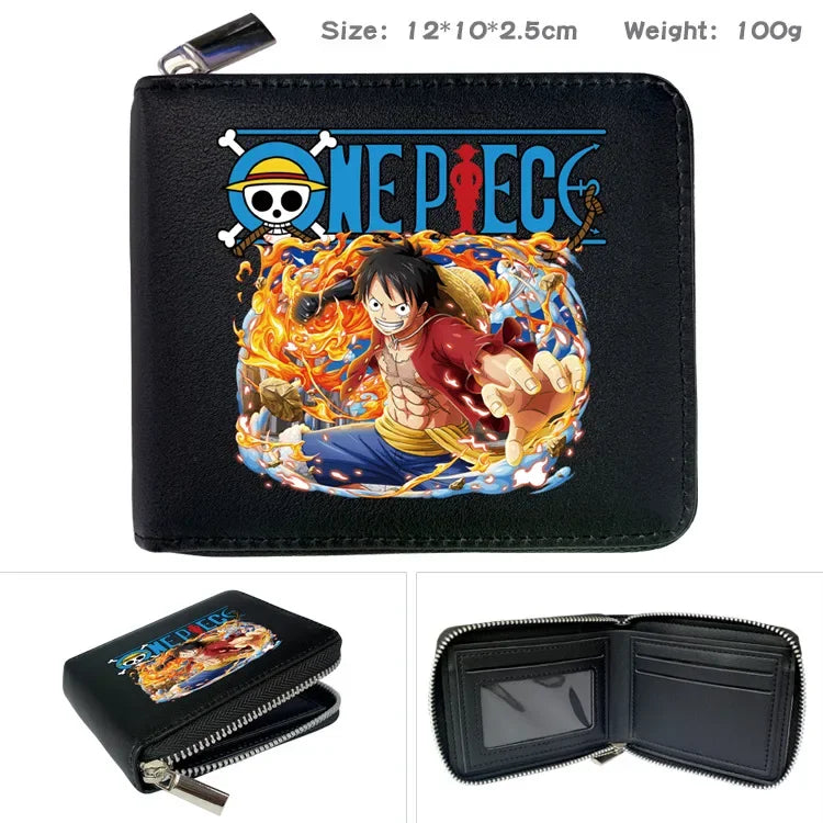 One Piece Wallet Boys and Girls Anime Peripheral Choba Zipper PU Wallet Student Large Capacity Short Folding Wallet Card Bag