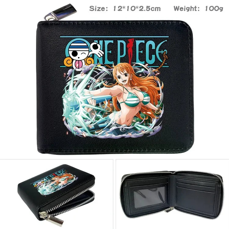 One Piece Wallet Boys and Girls Anime Peripheral Choba Zipper PU Wallet Student Large Capacity Short Folding Wallet Card Bag