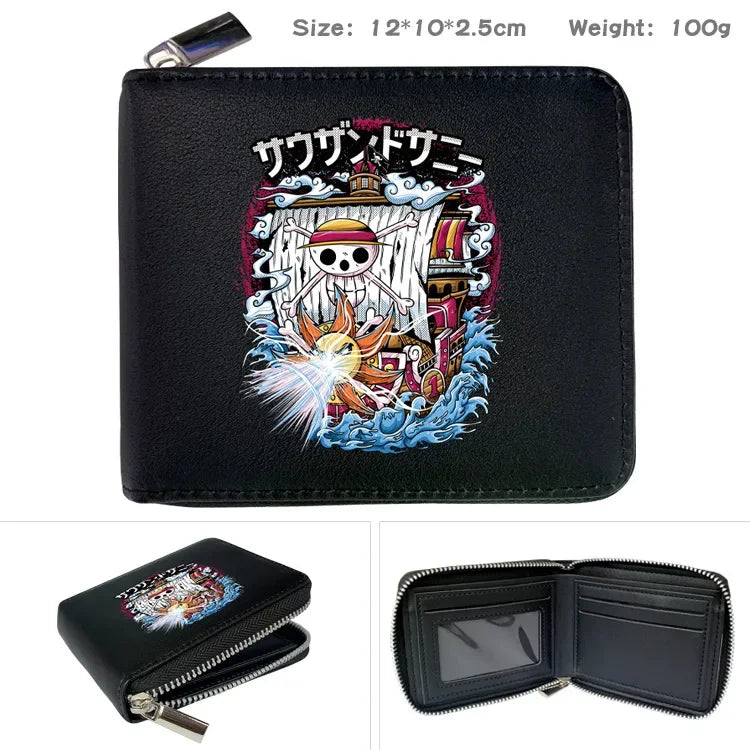 One Piece Wallet Boys and Girls Anime Peripheral Choba Zipper PU Wallet Student Large Capacity Short Folding Wallet Card Bag