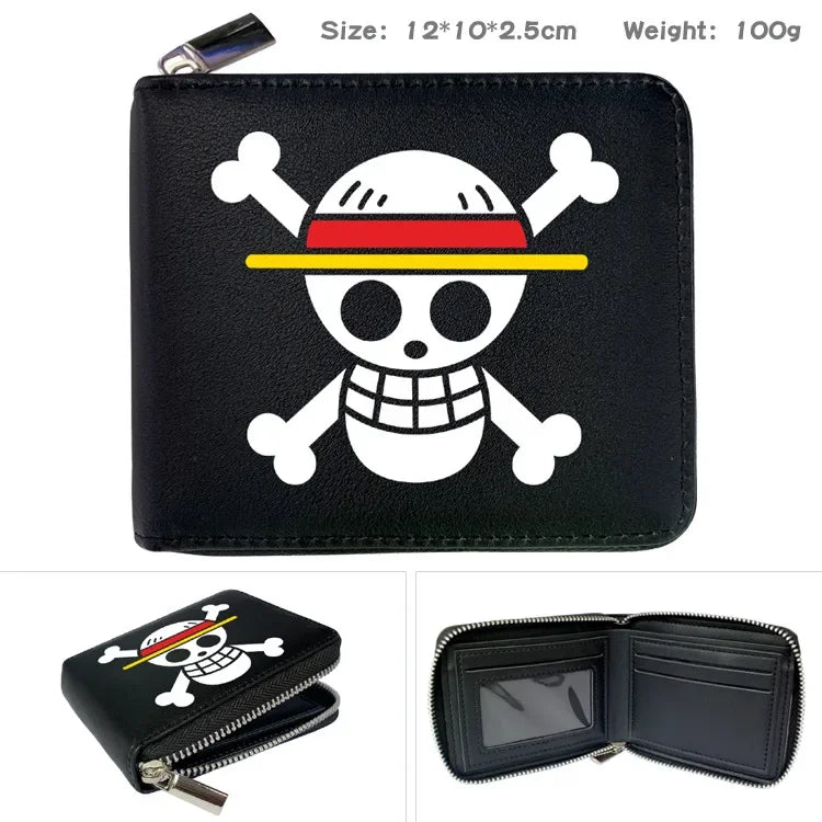 One Piece Wallet Boys and Girls Anime Peripheral Choba Zipper PU Wallet Student Large Capacity Short Folding Wallet Card Bag