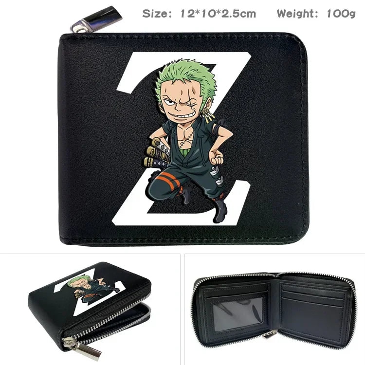 One Piece Wallet Boys and Girls Anime Peripheral Choba Zipper PU Wallet Student Large Capacity Short Folding Wallet Card Bag