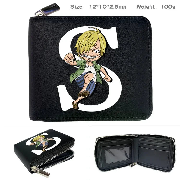 One Piece Wallet Boys and Girls Anime Peripheral Choba Zipper PU Wallet Student Large Capacity Short Folding Wallet Card Bag