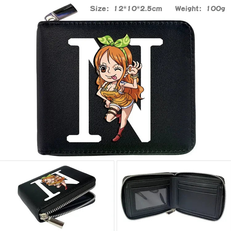 One Piece Wallet Boys and Girls Anime Peripheral Choba Zipper PU Wallet Student Large Capacity Short Folding Wallet Card Bag