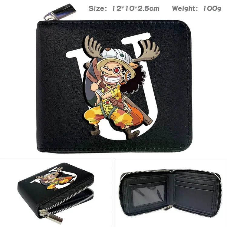 One Piece Wallet Boys and Girls Anime Peripheral Choba Zipper PU Wallet Student Large Capacity Short Folding Wallet Card Bag