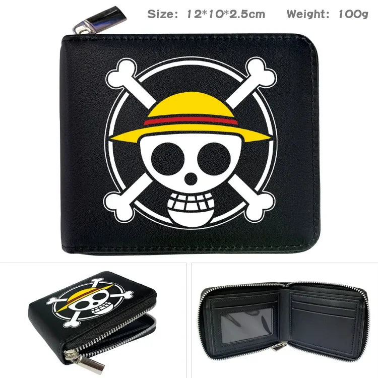 One Piece Wallet Boys and Girls Anime Peripheral Choba Zipper PU Wallet Student Large Capacity Short Folding Wallet Card Bag