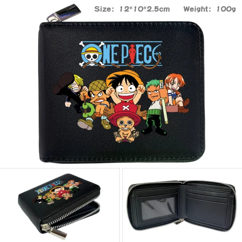 One Piece Wallet Boys and Girls Anime Peripheral Choba Zipper PU Wallet Student Large Capacity Short Folding Wallet Card Bag