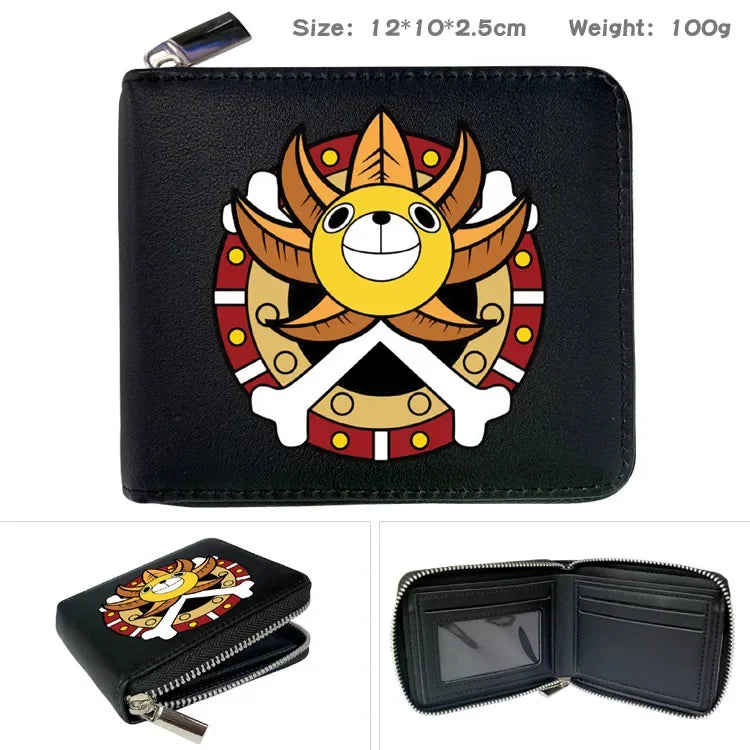 One Piece Wallet Boys and Girls Anime Peripheral Choba Zipper PU Wallet Student Large Capacity Short Folding Wallet Card Bag