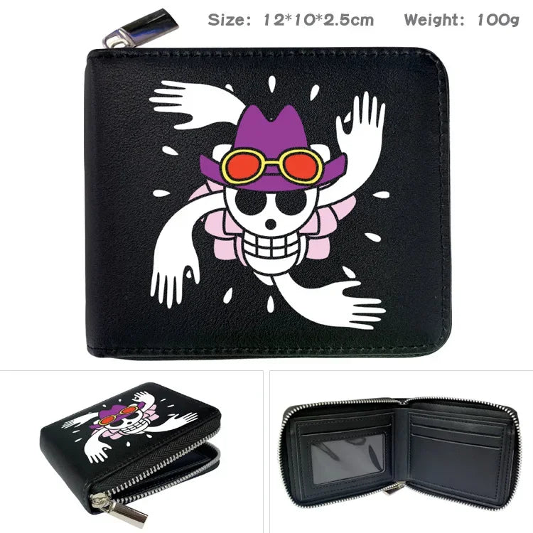 One Piece Wallet Boys and Girls Anime Peripheral Choba Zipper PU Wallet Student Large Capacity Short Folding Wallet Card Bag