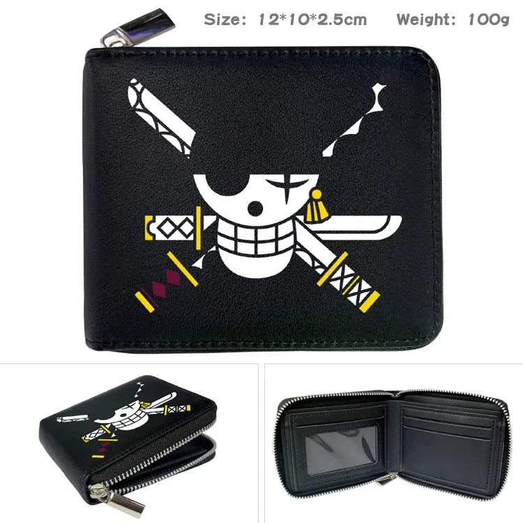 One Piece Wallet Boys and Girls Anime Peripheral Choba Zipper PU Wallet Student Large Capacity Short Folding Wallet Card Bag