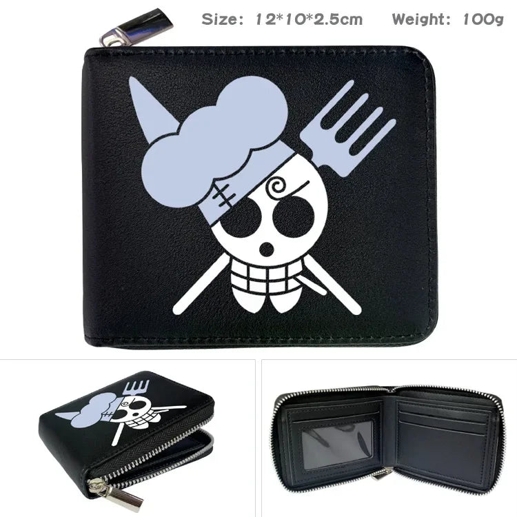 One Piece Wallet Boys and Girls Anime Peripheral Choba Zipper PU Wallet Student Large Capacity Short Folding Wallet Card Bag