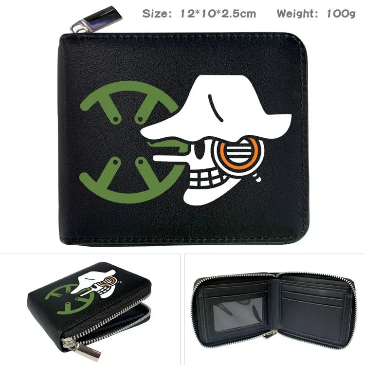 One Piece Wallet Boys and Girls Anime Peripheral Choba Zipper PU Wallet Student Large Capacity Short Folding Wallet Card Bag