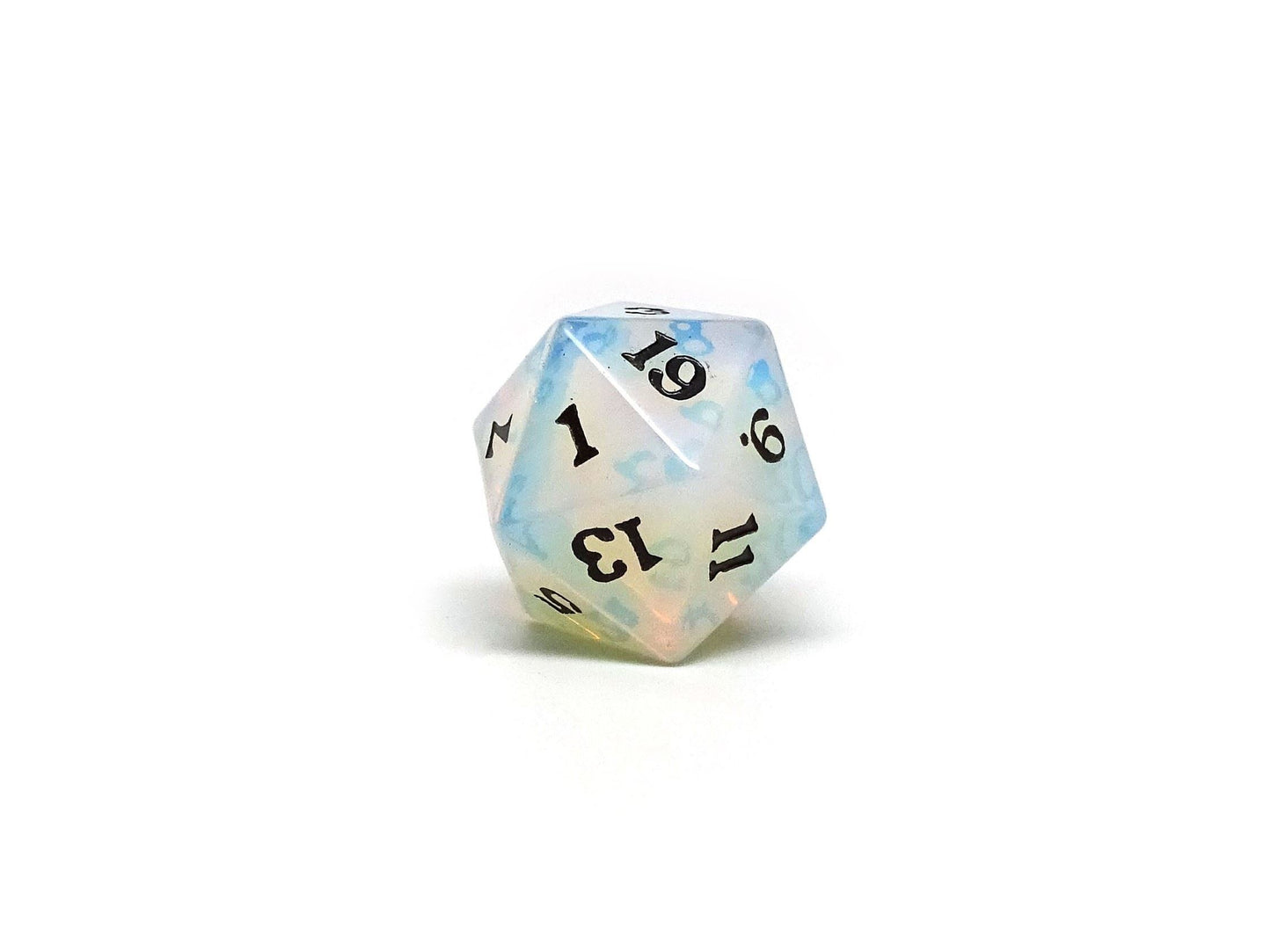 Opalite D20 Stone Dice- Signature Font