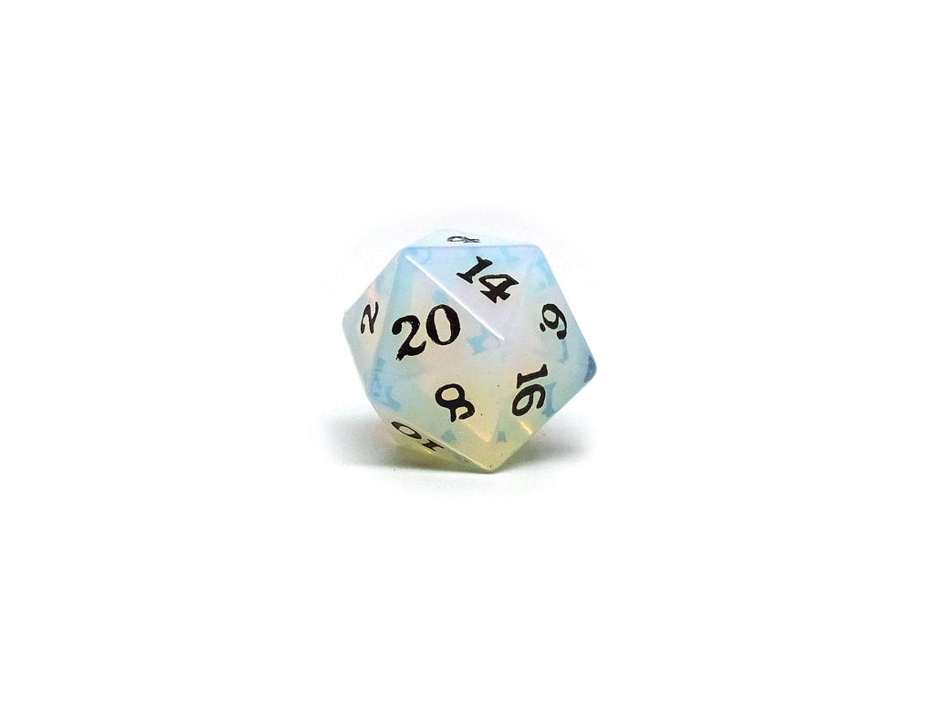 Opalite D20 Stone Dice- Signature Font - Role-Players