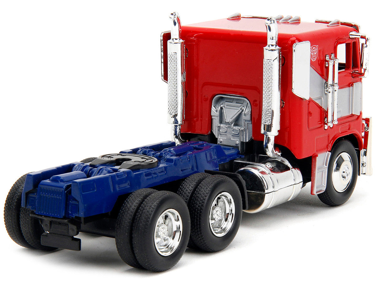 Optimus Prime Tractor Truck Red and Blue with Silver Stripes "Transformers: Rise of the Beasts" (2023) Movie "Hollywood Rides" Series 1/32 Diecast Model Car by Jada