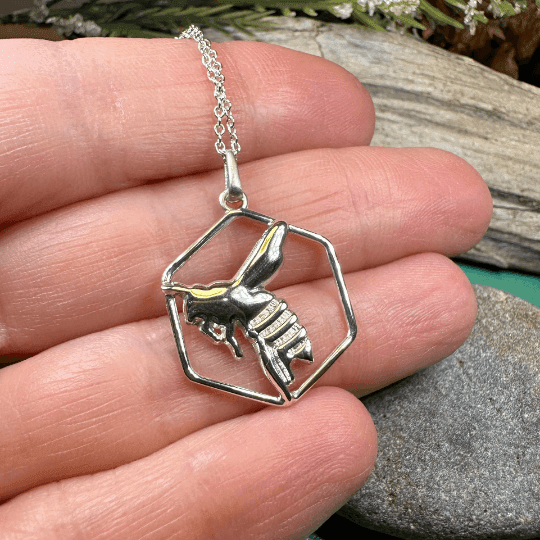 Honeycomb Bee Necklace - 18