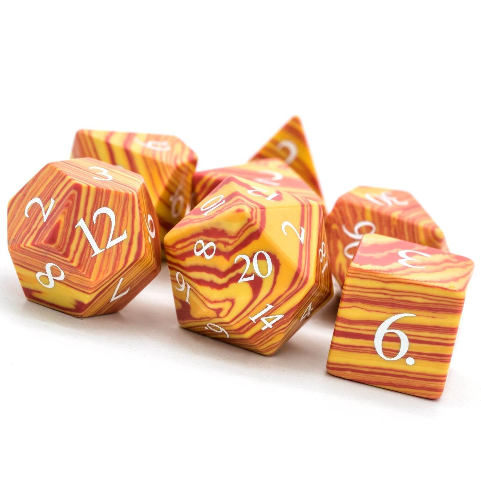 Orange Malachite Gemstone Dice Set - 