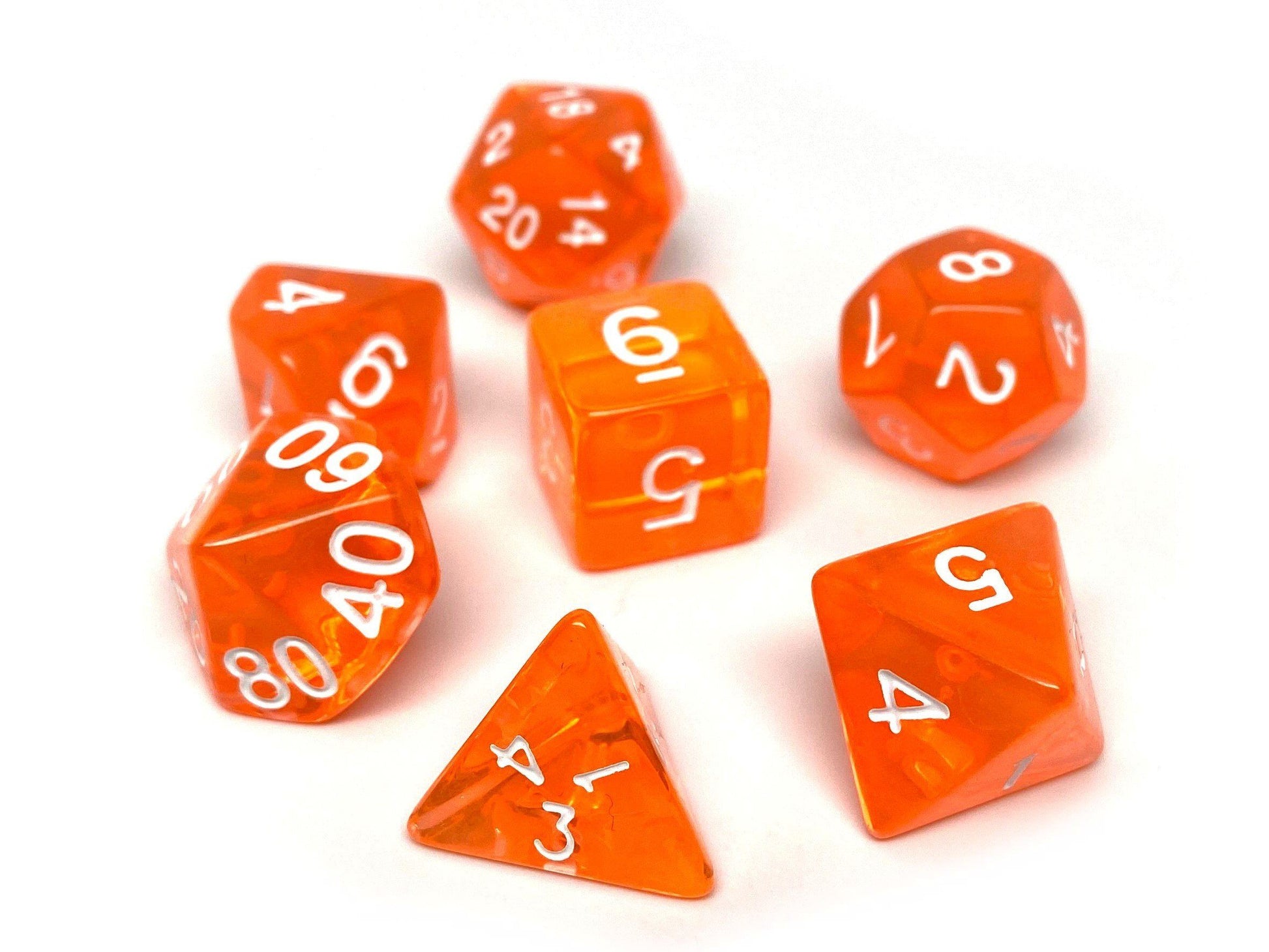 Orange Translucent Dice - 7 Piece Set