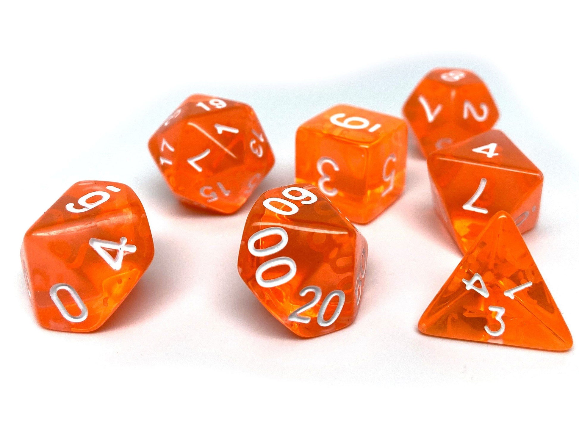 Orange Translucent Dice - 7 Piece Set