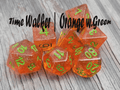Time Walker | Orange w/Green Glitter 7-Dice Set RPG Dice Set - 