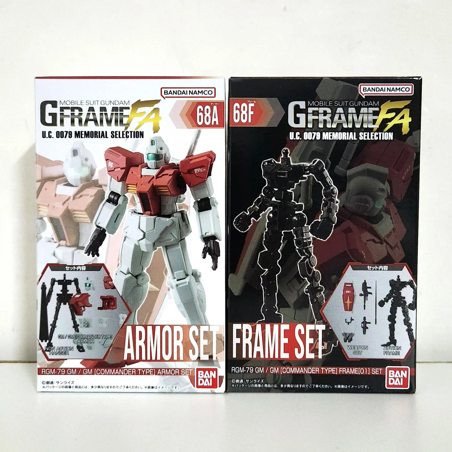 Original Bandai GFrame FA UC0079 Rx-78-2 Red ZAKU Dom GUNDAM Massproduction GM GUNDAM Boxed Egg Toy Anime Figure Model Gifts