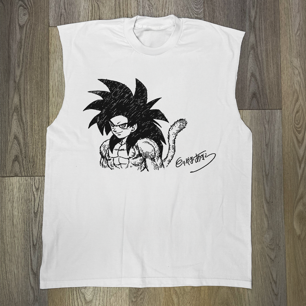 Toriyama 'Ssj 4 Goku' Vintage White Cut-Off Tee