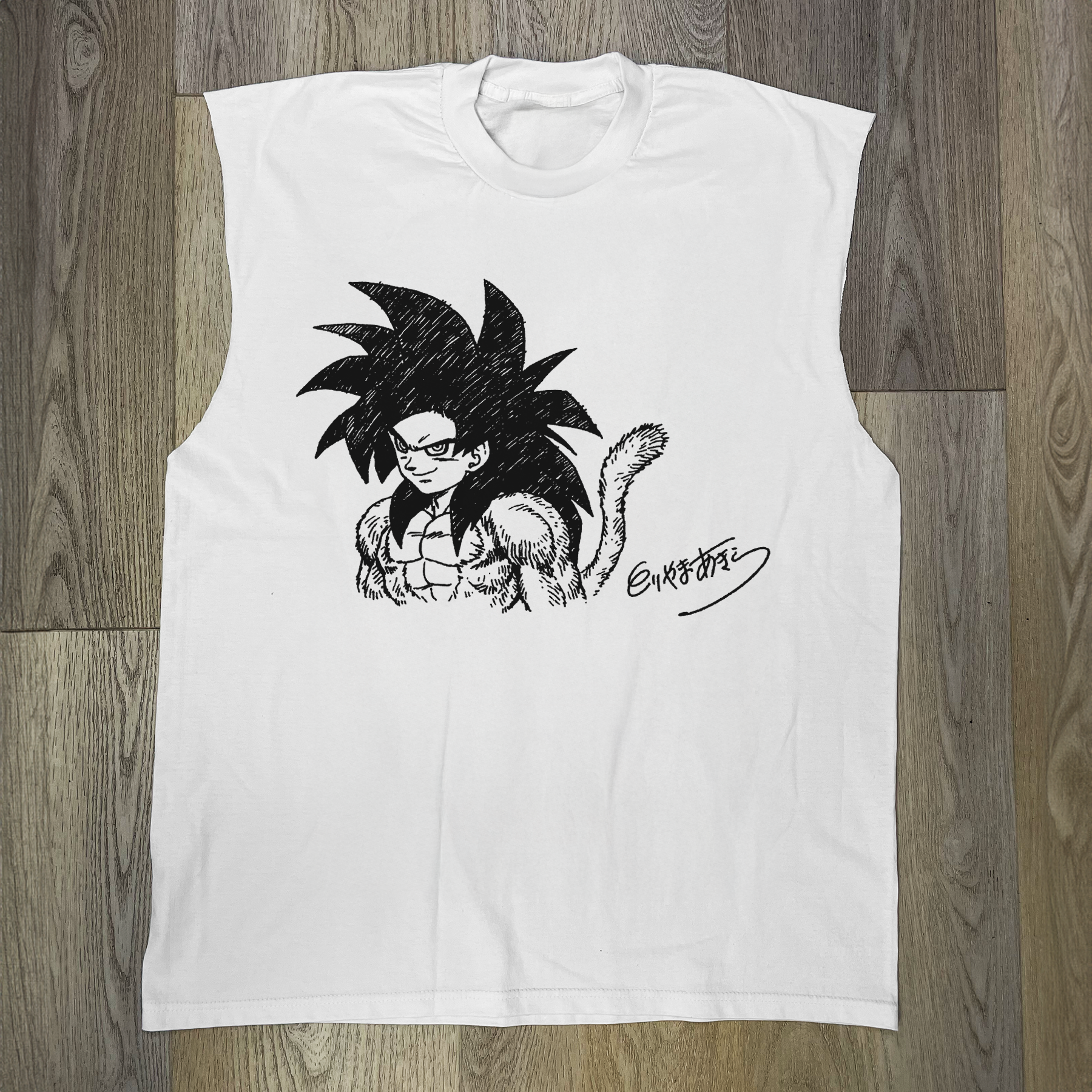 Toriyama 'Ssj 4 Goku' Vintage White Cut-Off Tee