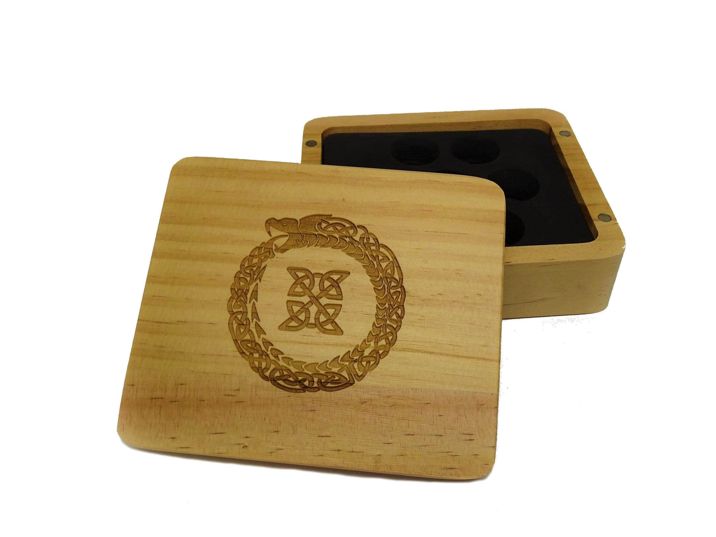 Ouroboros Wooden Dice Case - Pine Wood