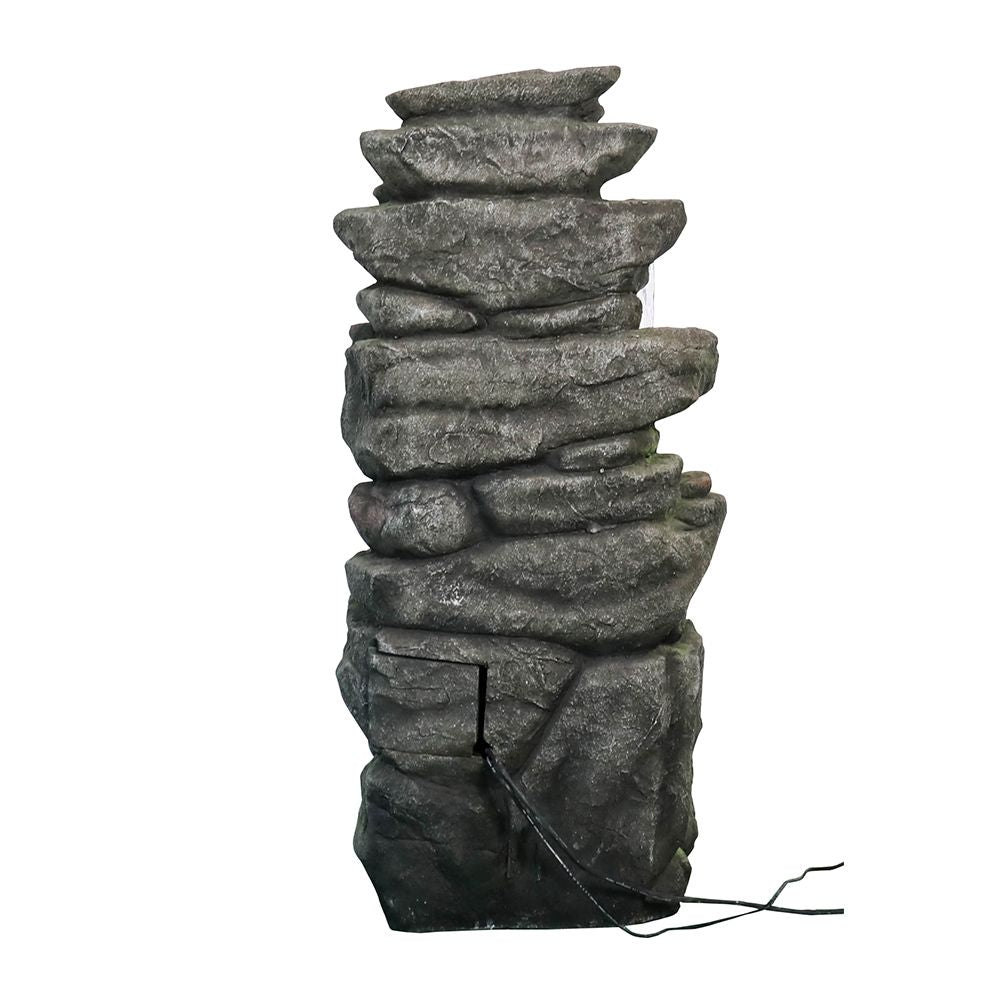 Outdoor Fountain 40.5inches High Rocks Outdoor Water Fountain with LED Lights