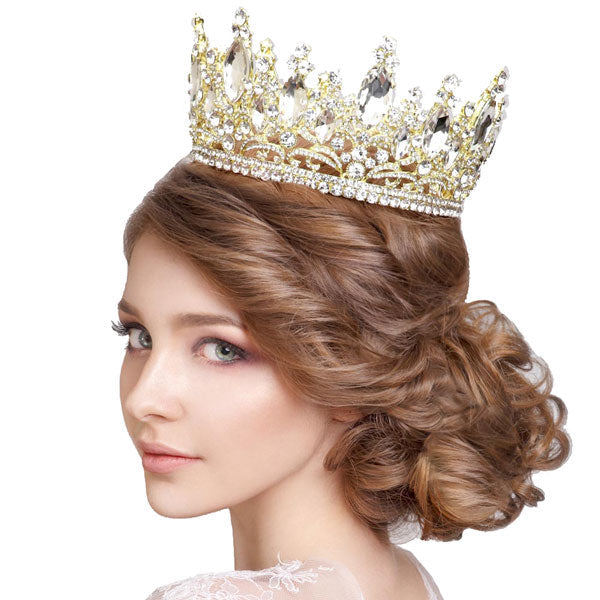Oval Stone Accented Pageant Crown Tiara