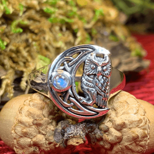 Celtic Owl Moon Ring - 4