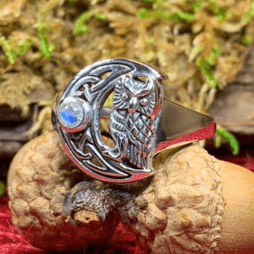 Celtic Owl Moon Ring - 4