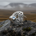 Celtic Owl Moon Ring