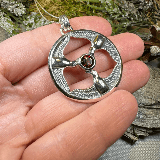 Rhiannon's Three Birds Goddess Necklace - Garnet