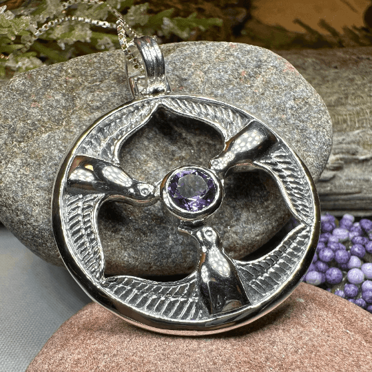 Rhiannon's Three Birds Goddess Necklace - Garnet