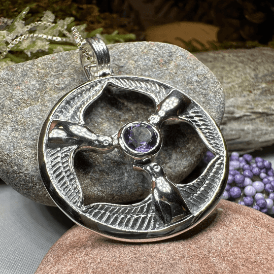 Rhiannon's Three Birds Goddess Necklace - Garnet