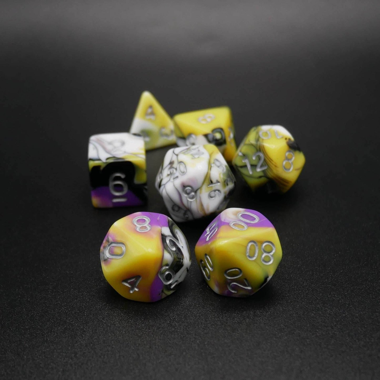 Panic Abstraction - 7 Piece DnD Dice Set | Acrylic RPG Gaming Dice - 
