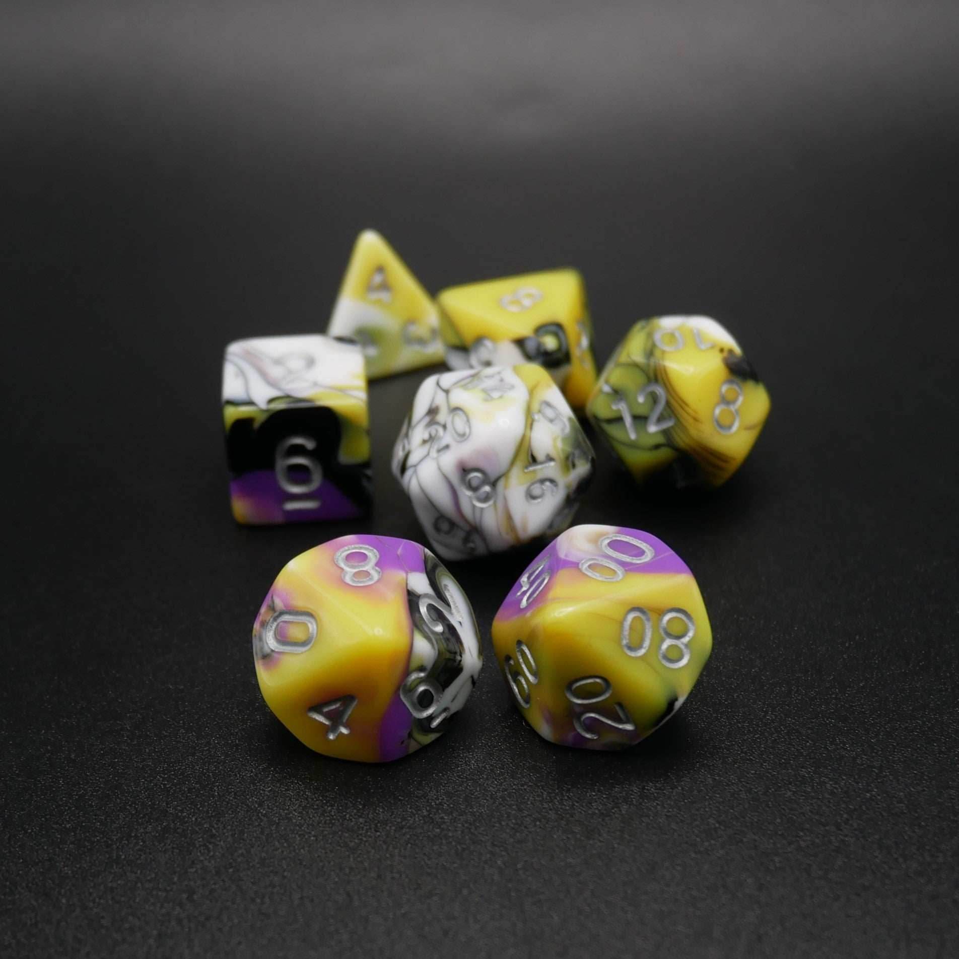 Panic Abstraction - 7 Piece DnD Dice Set | Acrylic RPG Gaming Dice - 