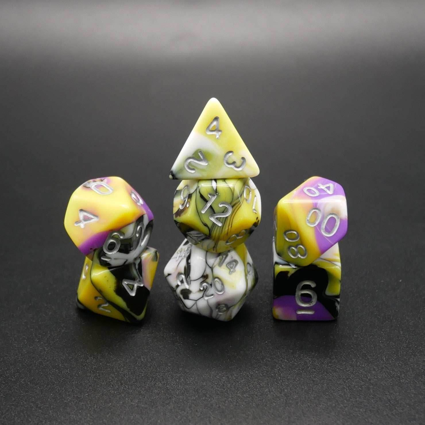 Panic Abstraction - 7 Piece DnD Dice Set | Acrylic RPG Gaming Dice - 