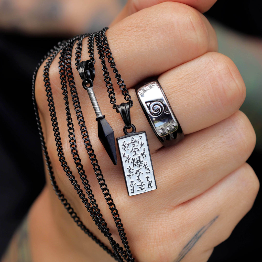 Naruto™ Hidden Leaf Village Headband Ring - Black / 7