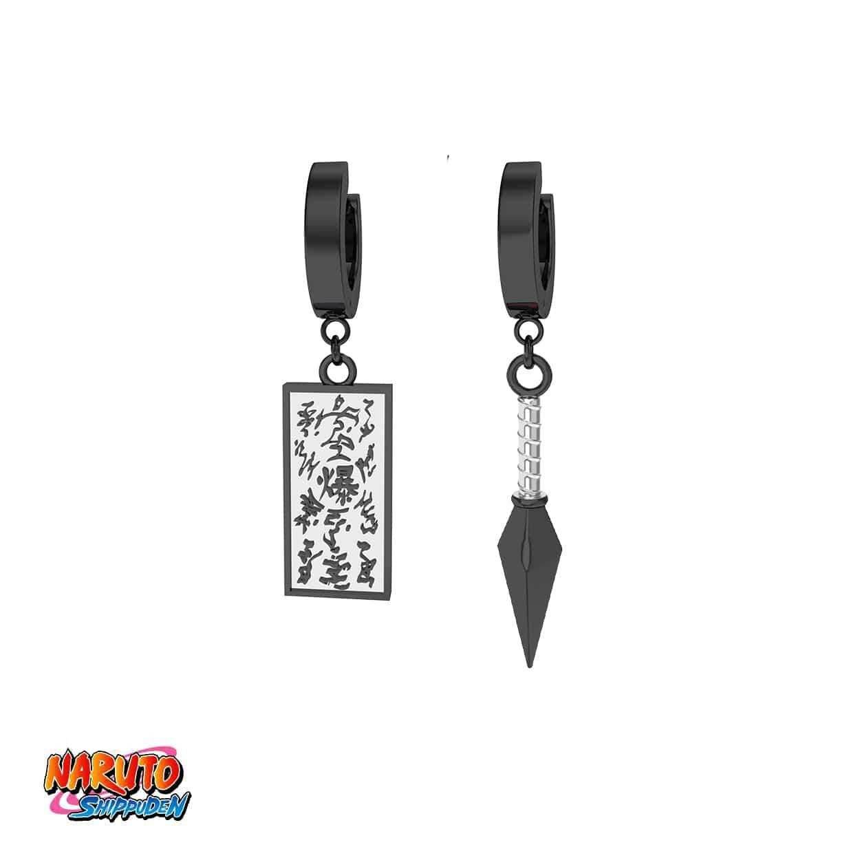 Naruto™ Paper Bomb Kunai Earrings - Black / Set (Tag & Kunai)