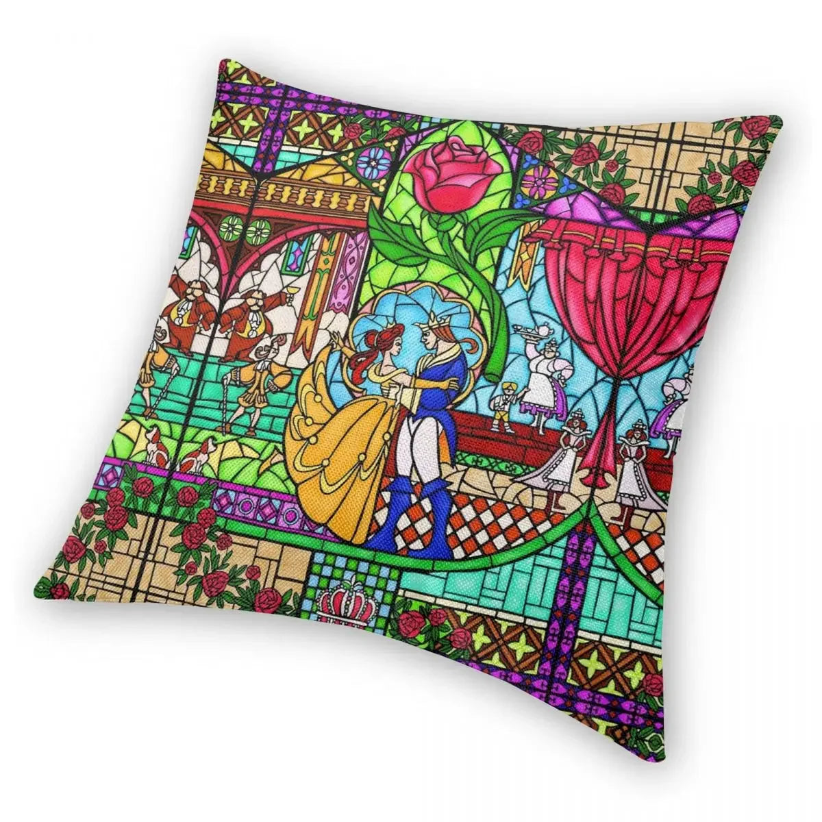 Patterns Of The Stained Glass Window Square Pillowcase Polyester Zip Decor Throw Pillow Case Car Cushion Cover