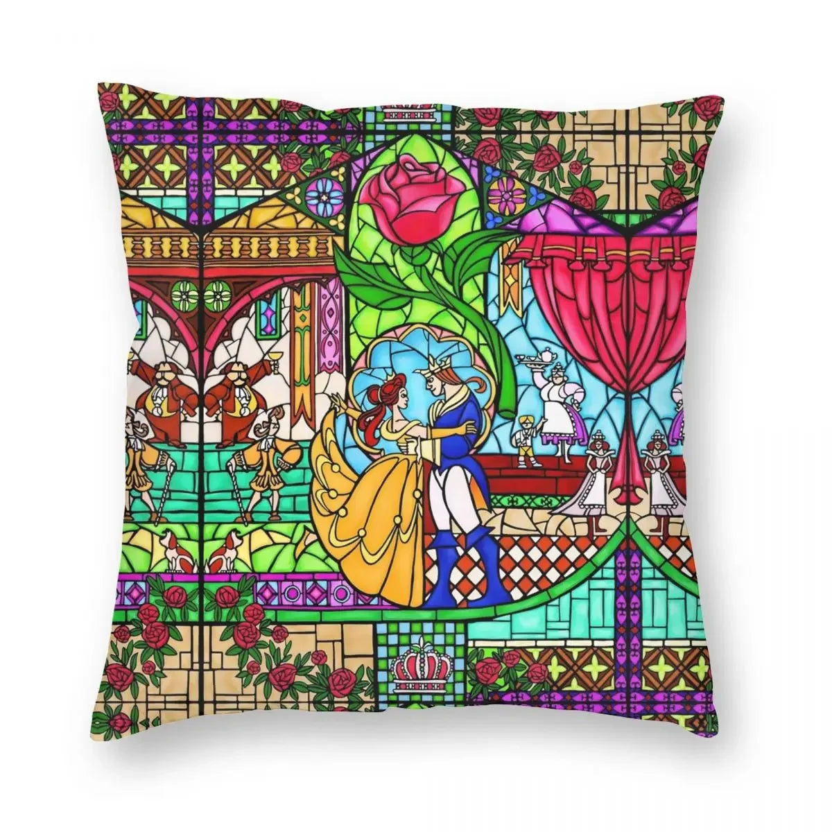 Patterns Of The Stained Glass Window Square Pillowcase Polyester Zip Decor Throw Pillow Case Car Cushion Cover