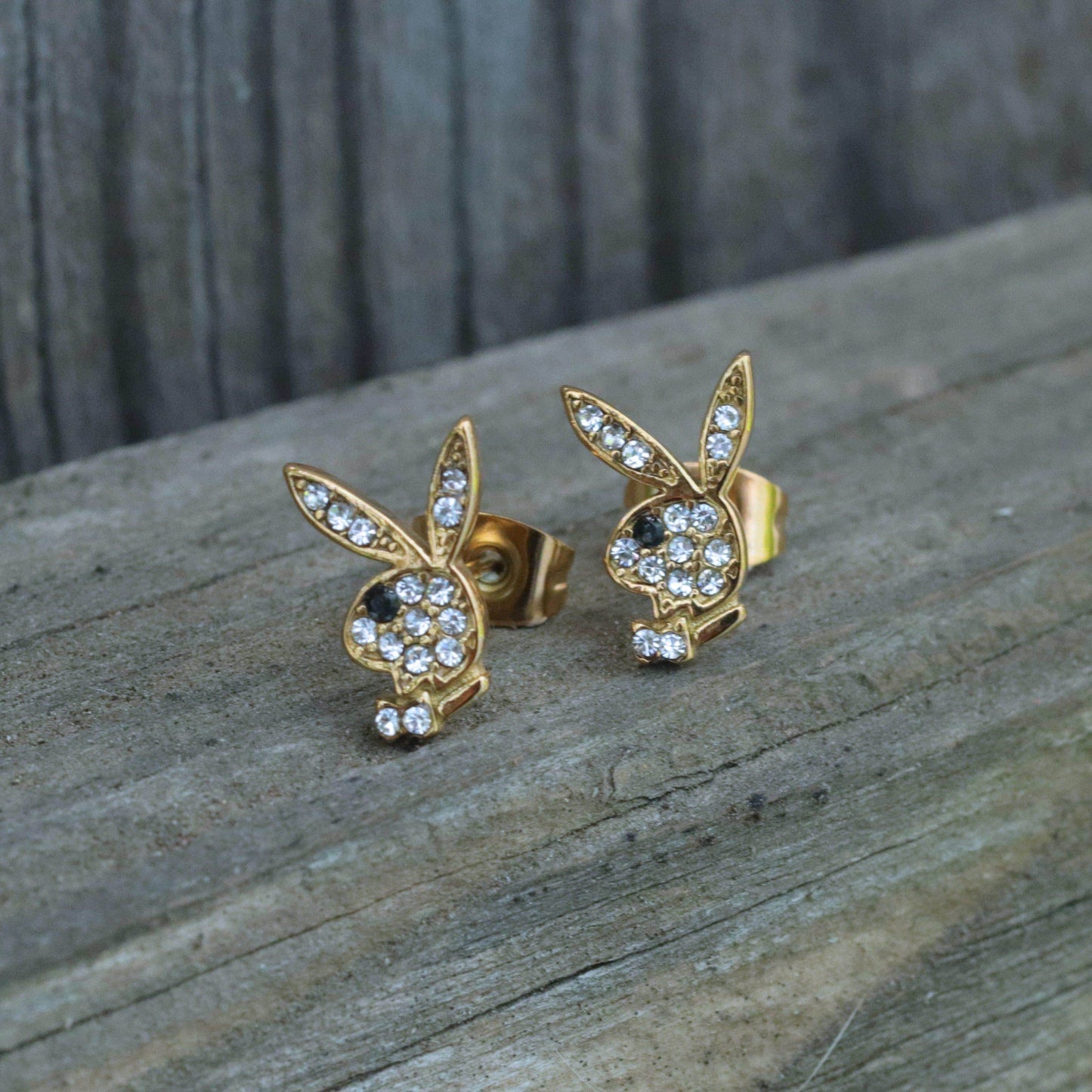 Playboy™ Gem Stud Earrings - Gold